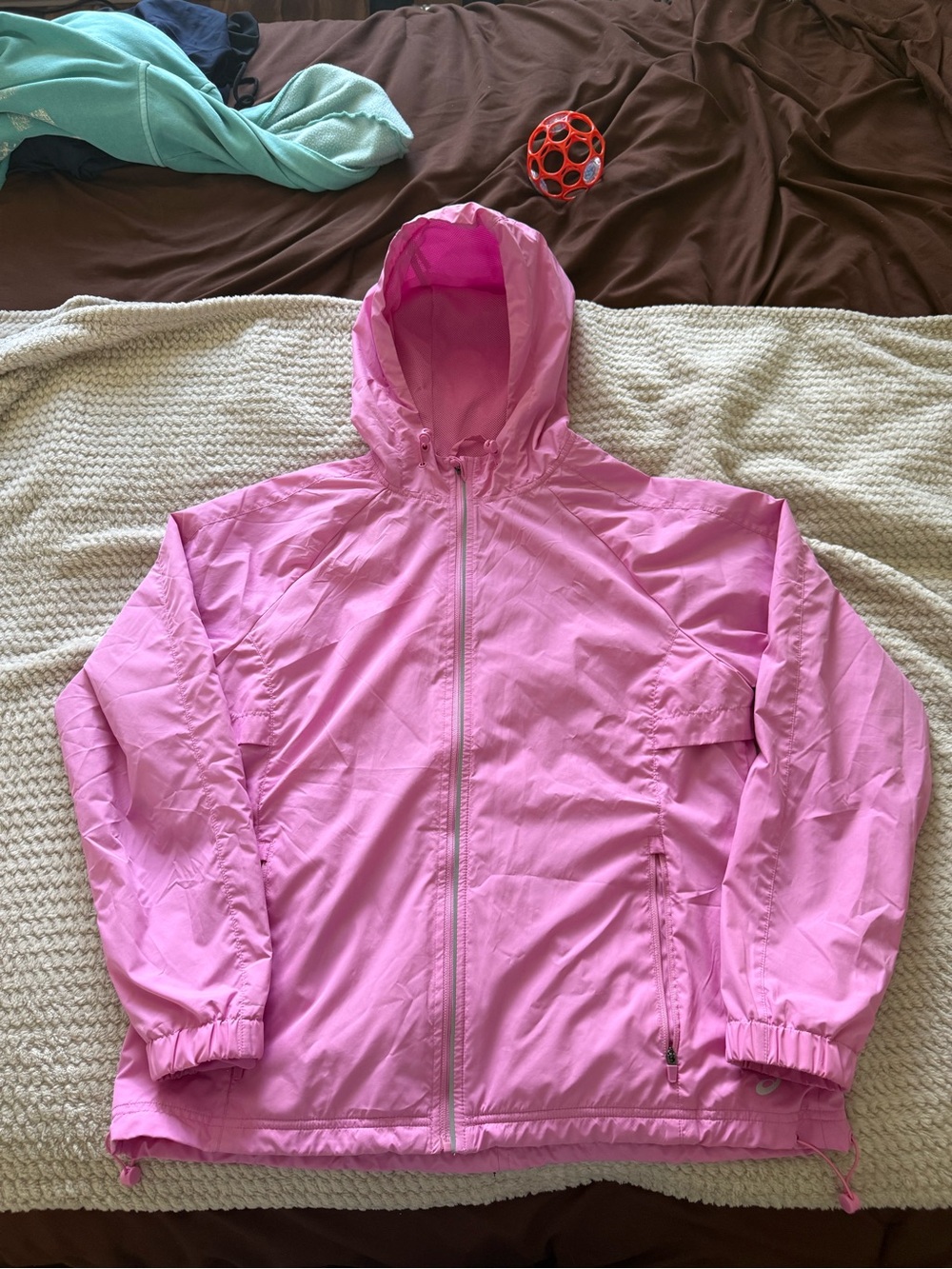 Asics Kids Light Pink Hooded Rain Jacket